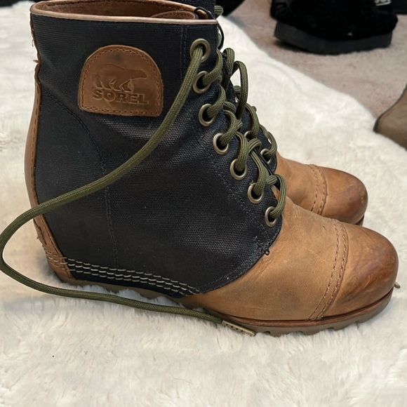 Sorel PDX Lexie Leather Wedge Boots Sz 8 - Picture 2 of 8